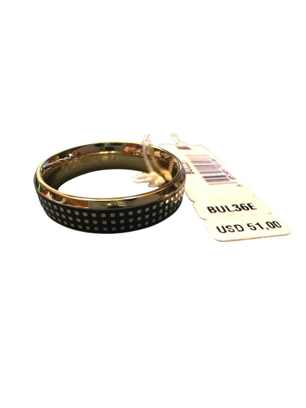 Bullet Gold & Black Checkered Brosway Mens Ring Size 9 New $51